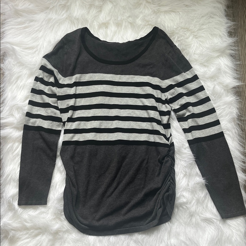 Striped Black and Gray Women's Top